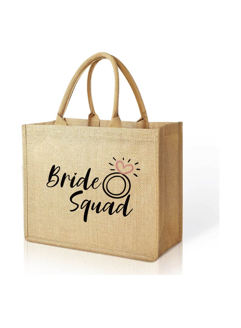PRINTSHOP4ME Bride Squad Jute Totes for the Perfect Party Favor - Bridesmaids - Besties - Bags for the Perfect Wedding Squad - Gift Set for Bride Squad  - Image 1