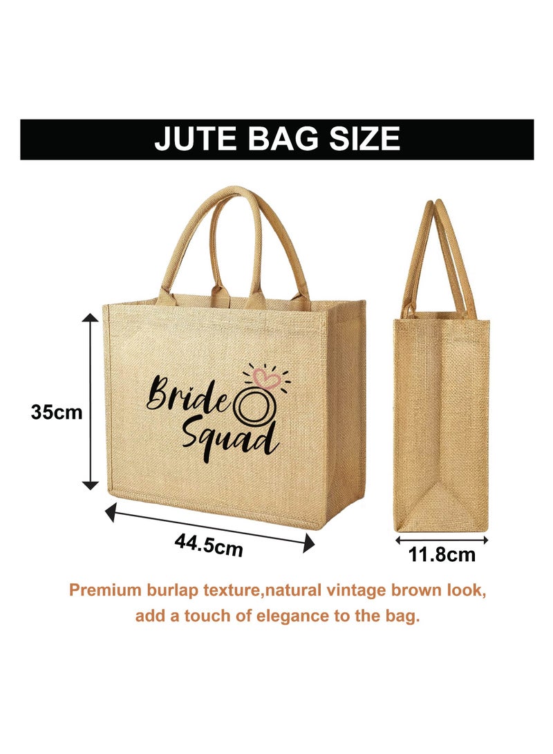 PRINTSHOP4ME Bride Squad Jute Totes for the Perfect Party Favor - Bridesmaids - Besties - Bags for the Perfect Wedding Squad - Gift Set for Bride Squad  - Image 2