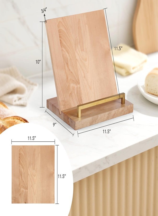 Slirike Cookbook Stand with Removable Cutting Board - Adjustable Recipe Book Holder, Charcuterie Board & Kitchen Serving Tray, Kitchen Counte Decor/Maple Wood - Image 2