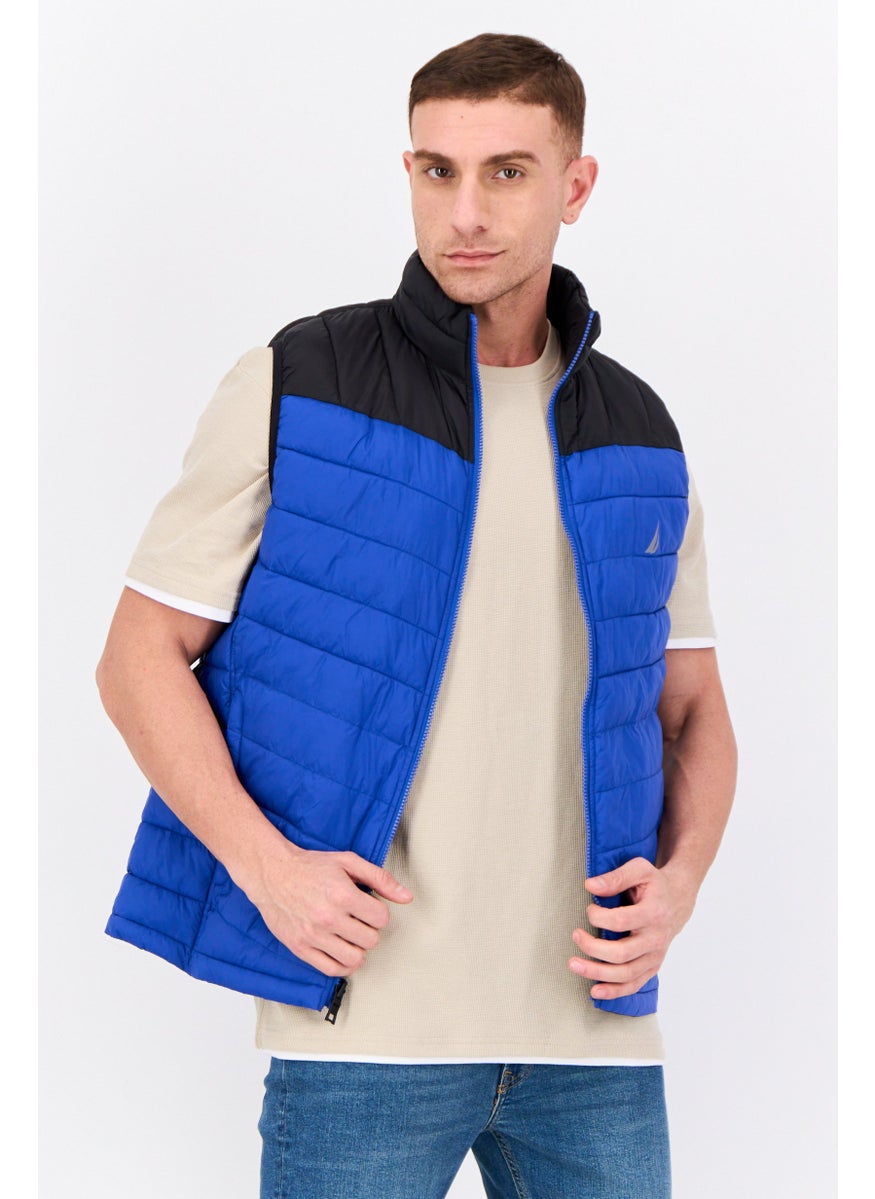 NAUTICA Men Quilted Puffer Jacket Vest, Blue/Black  - Image 1