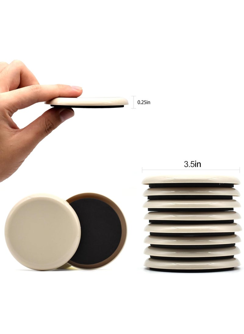 Relex Furniture Sliders, 8 Pcs 3 1/2'' Furniture Sliders Pads for Hardwood Floors, Chair Legs Floors Protectors, Reusable Round Glides Glider, Heavy Duty Furniture Movers Sliders - Image 2