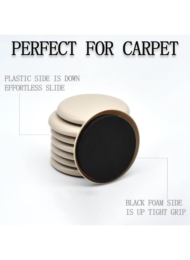 Relex Furniture Sliders, 8 Pcs 3 1/2'' Furniture Sliders Pads for Hardwood Floors, Chair Legs Floors Protectors, Reusable Round Glides Glider, Heavy Duty Furniture Movers Sliders - Image 3