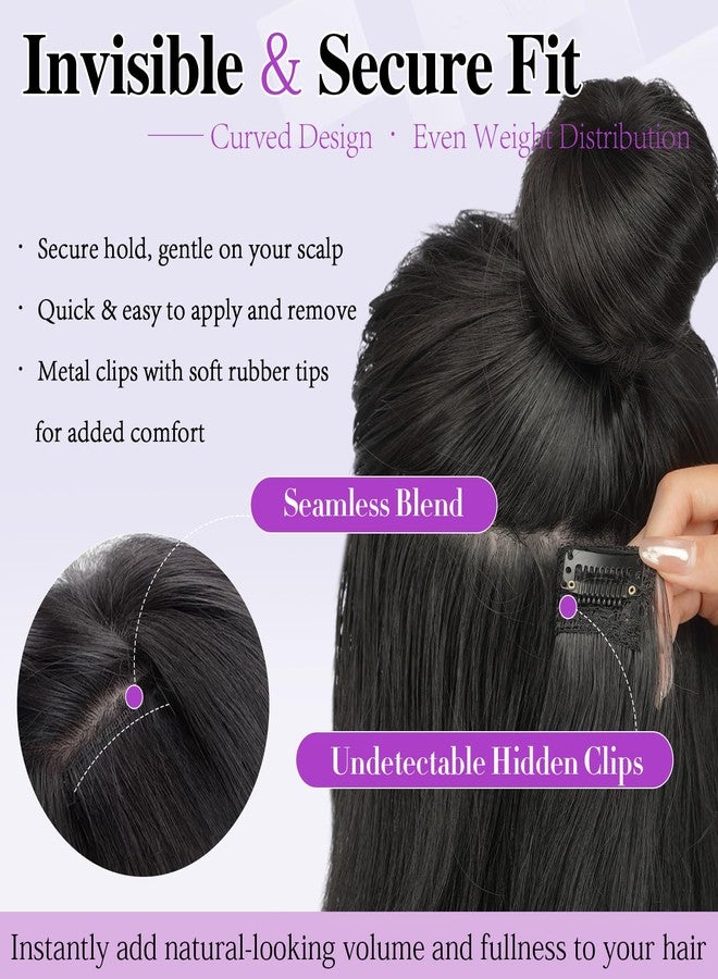 Sofeiyan Clip in Hair Extensions, Honey Blonde Mixed Light Brown Hair Extension 20 Inch Long Wavy Clip in, 5PCs Invisible Lace Weft Thick Soft Synthetic Clip in Extensions Hairpieces for Women - Image 5