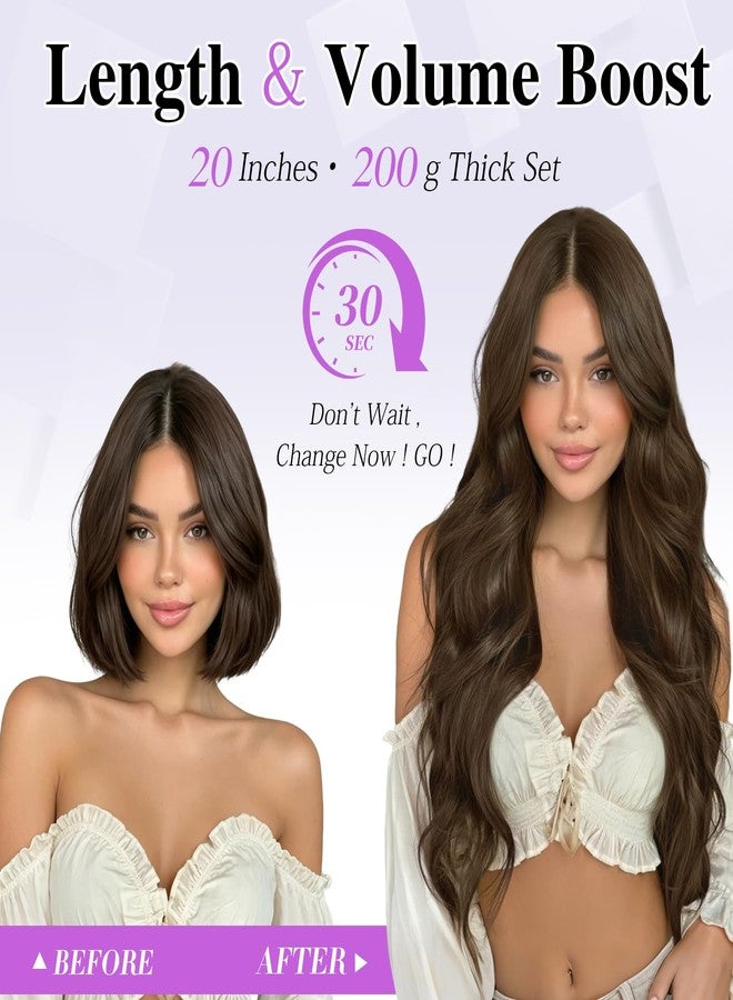 Sofeiyan Clip in Hair Extensions, Honey Blonde Mixed Light Brown Hair Extension 20 Inch Long Wavy Clip in, 5PCs Invisible Lace Weft Thick Soft Synthetic Clip in Extensions Hairpieces for Women - Image 2