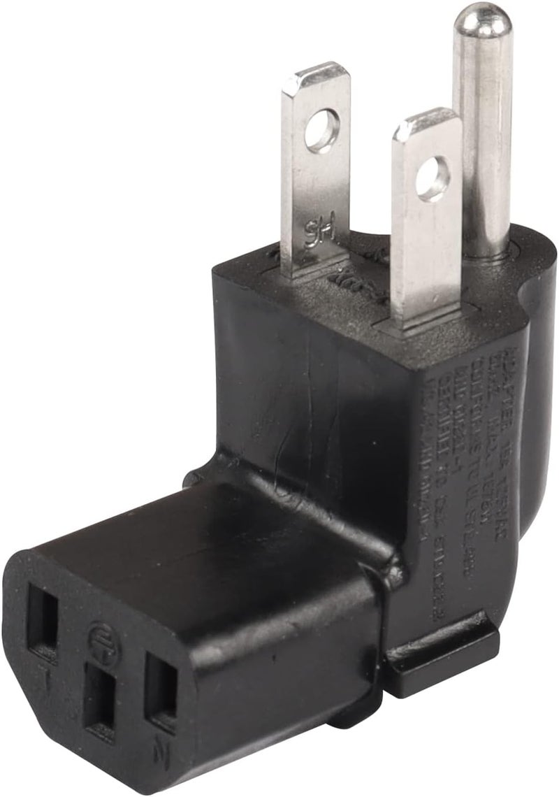 CERRXIAN 90 Degree 3 Prong Power Adapter Up Angle 3 Prong NEMA 515P to IEC 320 C13 Female 16A  125V Computer Power Adapter2Pack - Image 4