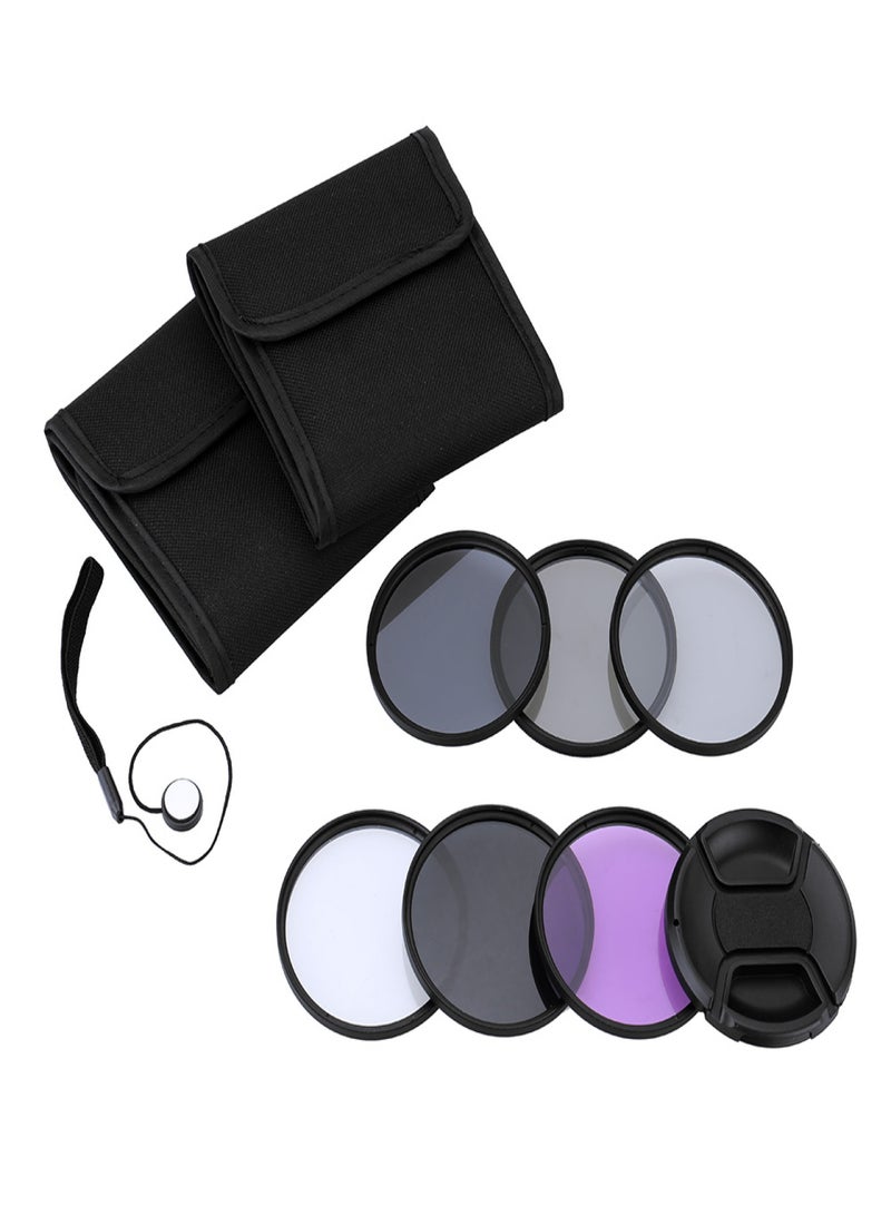 52mm UV+CPL+FLD+ND(ND2 ND4 ND8) Photography Filter Kit Set Circular-Polarizing Fluorescent Neutral Density Filter for Nikon Canon Sony Pentax DSLRs