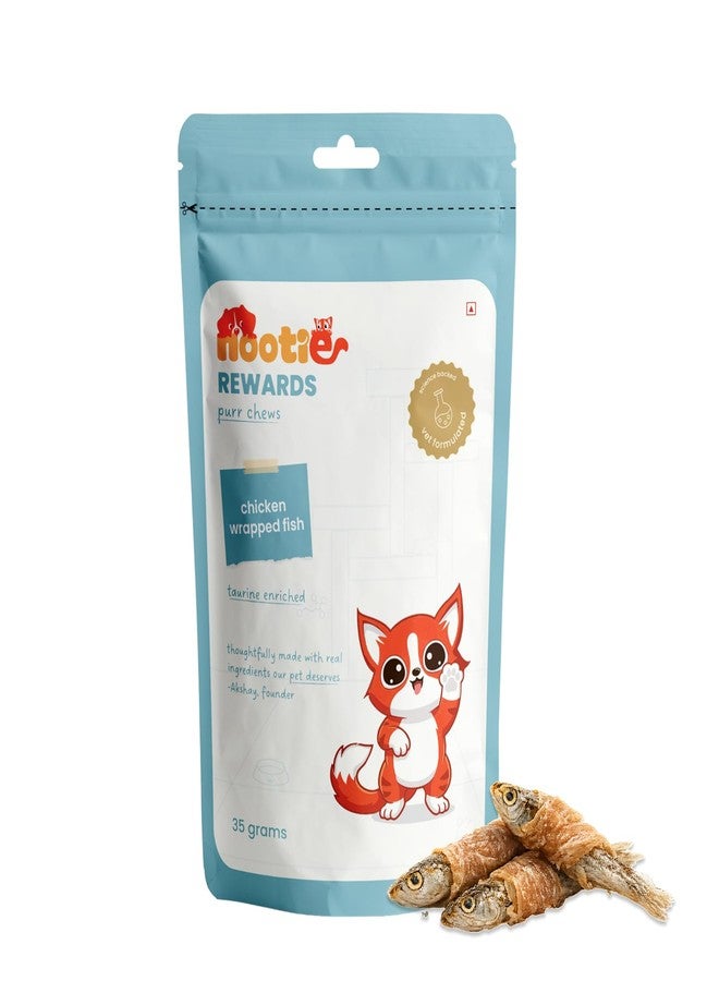 Nootie Premium Chicken Wrapped Fish Cat Treats - 35g | High Protein, Omega-3 Rich, Natural Cat Treats (Pack of 1) - Image 1