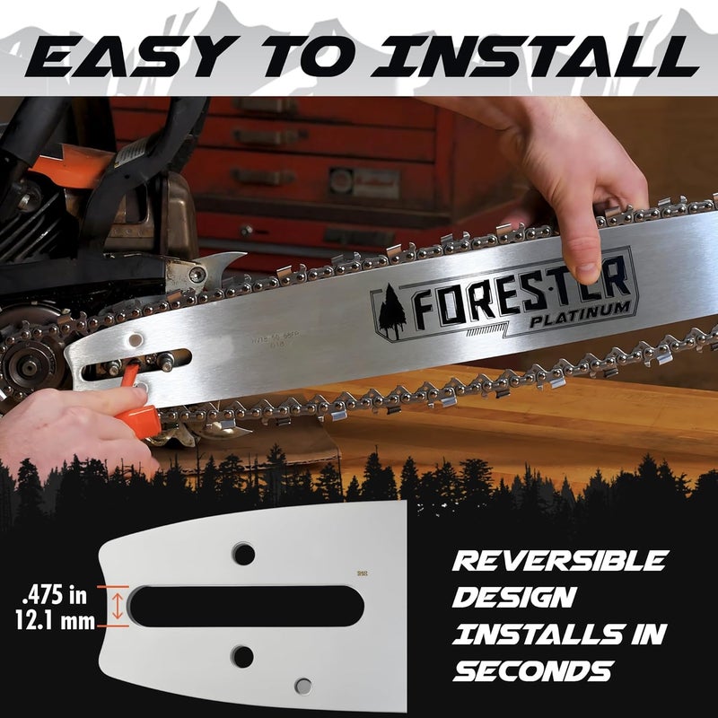 FORESTER 20” Platinum Replacement Chainsaw Guide Bar & Chain Combo - 20in Length, 3/8” Pitch, .050 Gauge, D025 Mount, 72 Drive Link – Replacement Chainsaw Bars For Stihl - Image 4