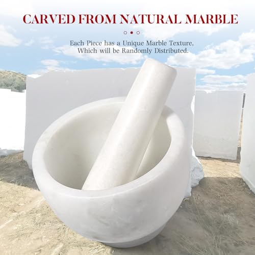 Koville Marble Mortar and Pestle Set, 5"-1.5 Cups Grinder Bowl for Guacamole, Salsa, Pill Crusher, Spice, Herb, Garlic, Nut, Heavy Duty Grinder for Kitchen(Namib Fantasy) - Image 4