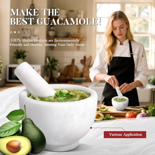 Koville Marble Mortar and Pestle Set, 5"-1.5 Cups Grinder Bowl for Guacamole, Salsa, Pill Crusher, Spice, Herb, Garlic, Nut, Heavy Duty Grinder for Kitchen(Namib Fantasy) - Image 5