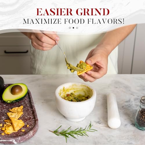 Koville Marble Mortar and Pestle Set, 5"-1.5 Cups Grinder Bowl for Guacamole, Salsa, Pill Crusher, Spice, Herb, Garlic, Nut, Heavy Duty Grinder for Kitchen(Namib Fantasy) - Image 3
