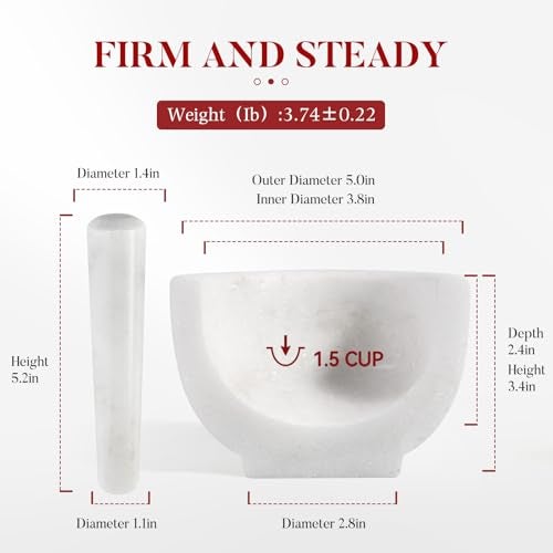 Koville Marble Mortar and Pestle Set, 5"-1.5 Cups Grinder Bowl for Guacamole, Salsa, Pill Crusher, Spice, Herb, Garlic, Nut, Heavy Duty Grinder for Kitchen(Namib Fantasy) - Image 2