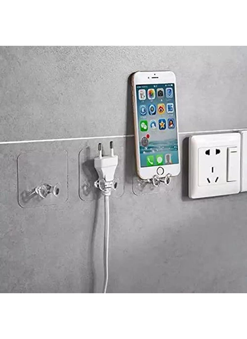 Hoppokart Hoppokart Adhesive Hook Multi Power Plugs Socket Holder Transparent Wall Mount Hooks Wall Storage Hooks Razor Holder Hooks for Keys Pck of 8  - Image 1