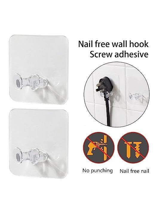 Hoppokart Hoppokart Adhesive Hook Multi Power Plugs Socket Holder Transparent Wall Mount Hooks Wall Storage Hooks Razor Holder Hooks for Keys Pck of 8  - Image 3