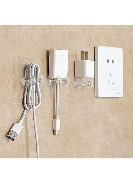 Hoppokart Hoppokart Adhesive Hook Multi Power Plugs Socket Holder Transparent Wall Mount Hooks Wall Storage Hooks Razor Holder Hooks for Keys Pck of 8  - Image 2