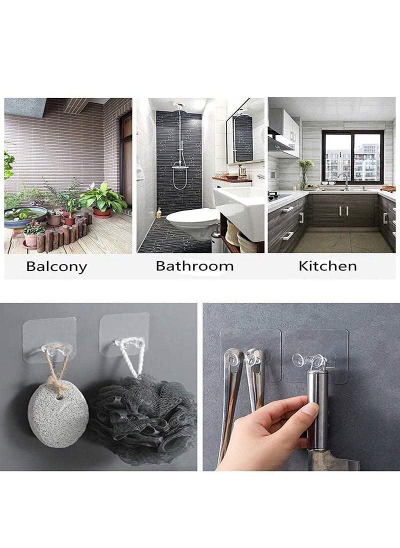 Hoppokart Hoppokart Adhesive Hook Multi Power Plugs Socket Holder Transparent Wall Mount Hooks Wall Storage Hooks Razor Holder Hooks for Keys Pck of 8  - Image 4