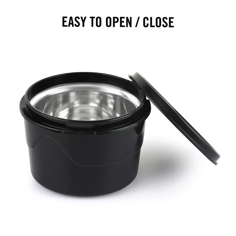 Cello Max Fresh Click Leakproof Lunch Box Set with Bag, Black Plastic Outer & Stainless Steel Inner Tiffin Boxes, Insulated Airtight Containers Ideal for Office & College - Image 5