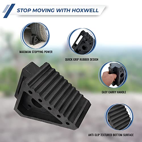 HOXWELL Solid Heavy Duty Rubber Wheel Chocks 2 Packs, Premium Chock for Car, Travel Trailers, RV, Truck, and ATV(2 pcs, Black) 8" x 4" x 6" - Image 3