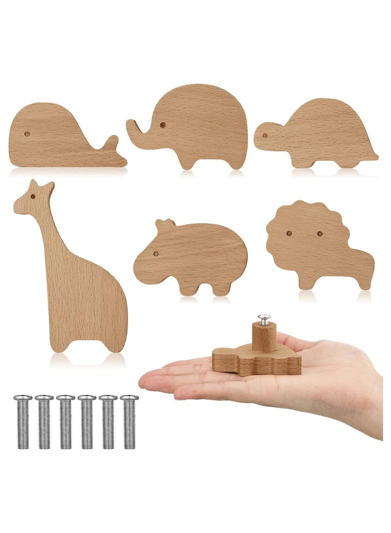 6Pcs Wooden Animal Drawer Pulls  - Image 1