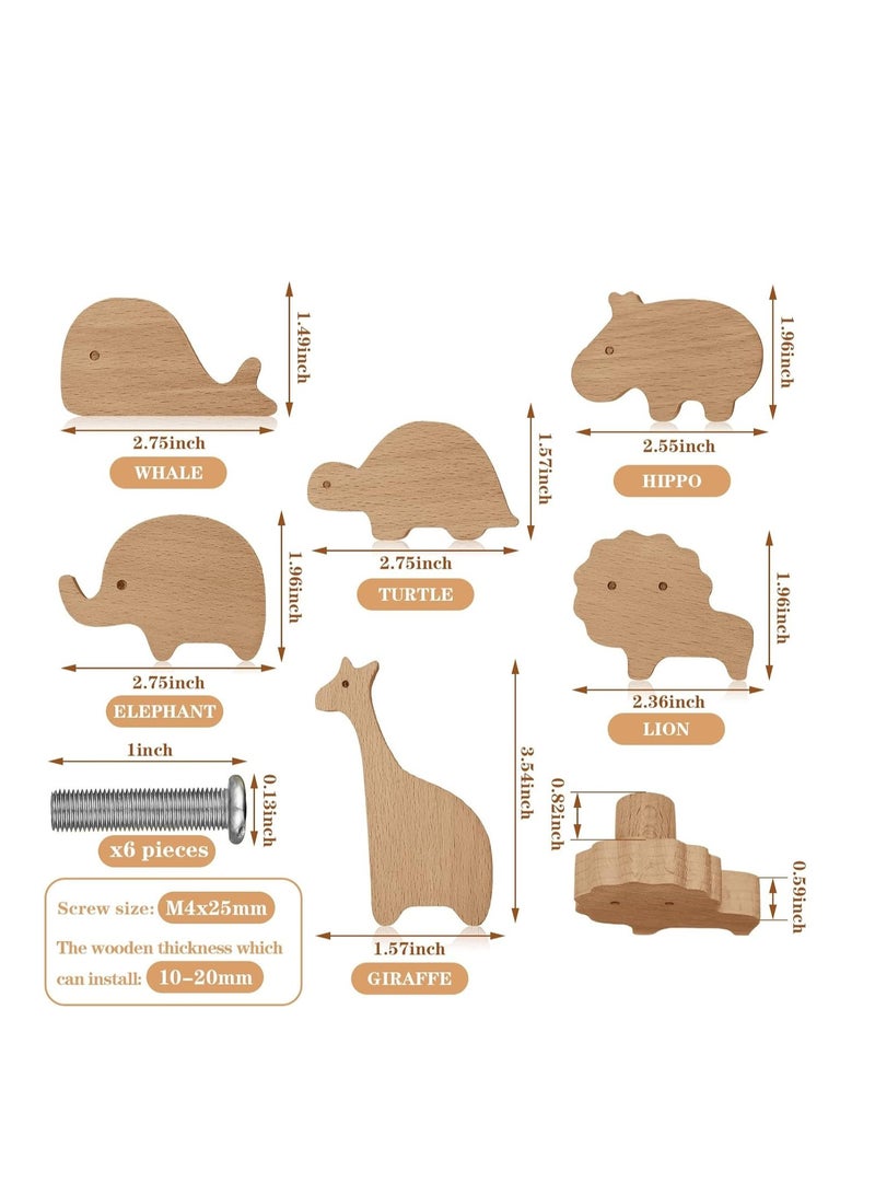 6Pcs Wooden Animal Drawer Pulls  - Image 3