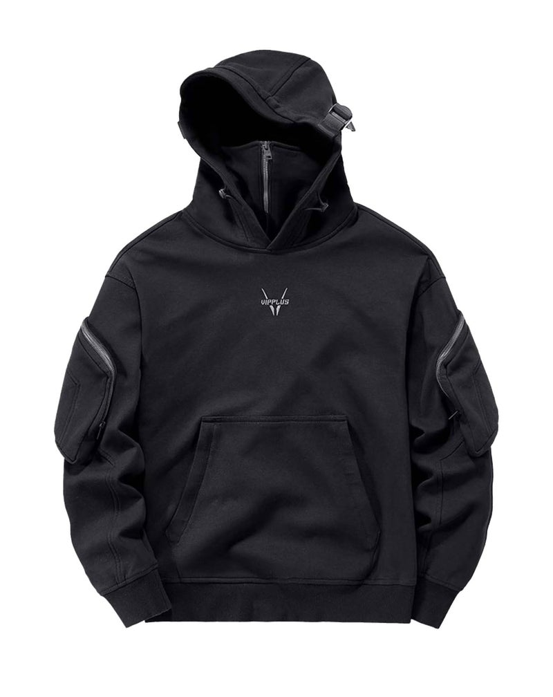 Niepce Inc Japanese Streetwear Men's Techwear Hoodie (Black3, Medium) - Image 1