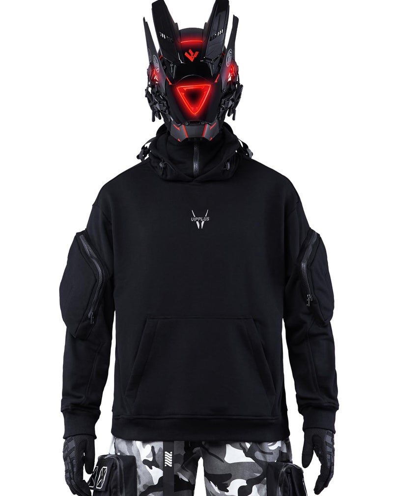 Niepce Inc Japanese Streetwear Men's Techwear Hoodie (Black3, Medium) - Image 5