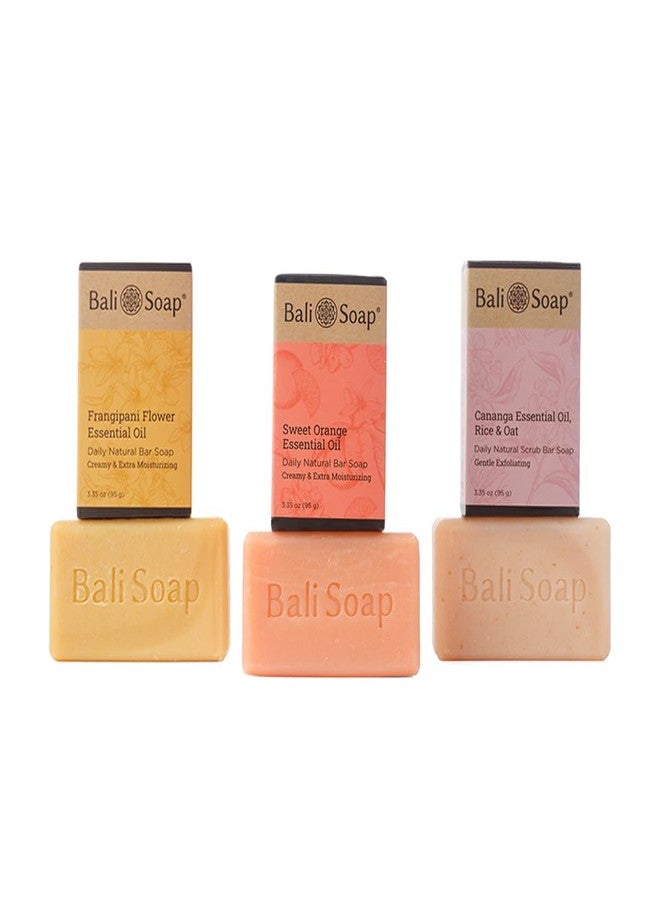 Bali Soap - Tropical Fresh Natural Soap Bar with Premium Essential Oil - Handmade, Vegan, Soap for Body and Face, Plant Based Cold Process 3pc Variety Soap Pack, 3.5oz Bars - Image 1