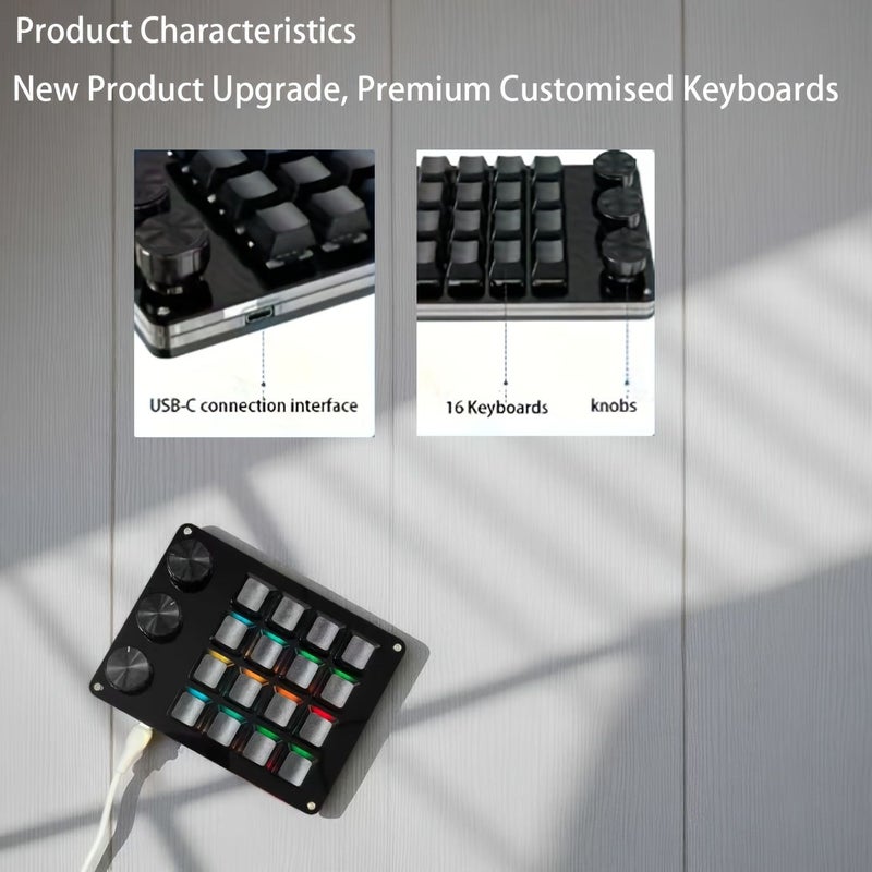 Mechanical Keypad Designer Clips Hot Swap One Handed Macro Quick Copy Paste Gaming Keyboards Black - Image 1