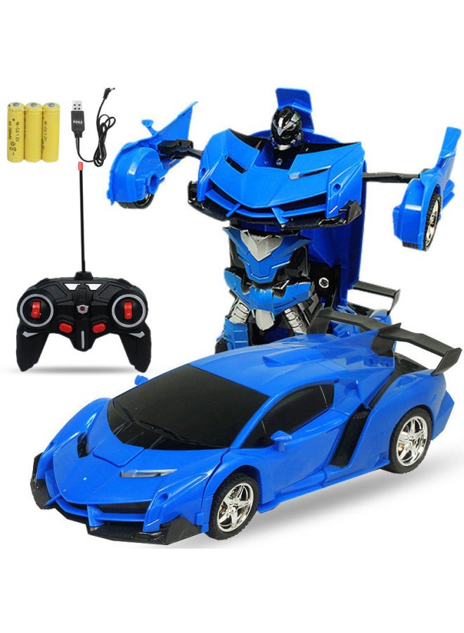 Remote Control Deformation Car Charging Remote Control Car Induction Transformation King Kong Robot Electric Remote Control Car Children's Toy Car-Color:Remote Control Version Cloth Yellow/battery Version-Proportion:1:18 English Packaging  - Image 2