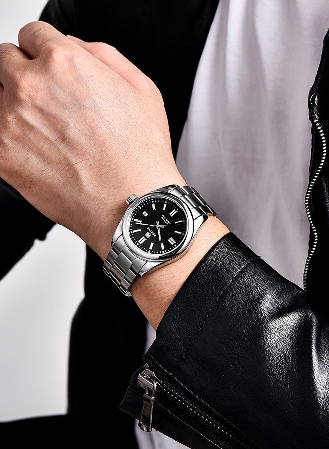 BENYAR Men's Automatic Watch Stainless Steel Strap Waterproof Luminous Casual Business Sport Analogue Self-Winding Wristwatch Date,Black  - Image 4