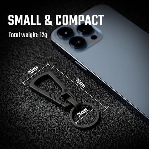 KeyUnity Titanium Carabiner Keychain Clip, Quick Release EDC Key Holder Organizer with Key Ring (KM04BK) - Image 5