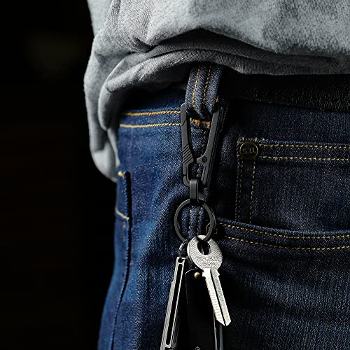 KeyUnity Titanium Carabiner Keychain Clip, Quick Release EDC Key Holder Organizer with Key Ring (KM04BK) - Image 3