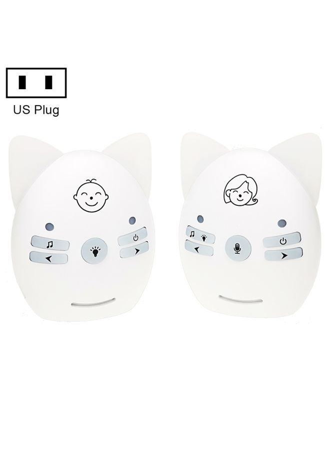V30 Wireless Audio Baby Monitor Support Voice Monitoring + Intercom + Night Light without Battery, Plug Type:US Plug(White) - Image 1