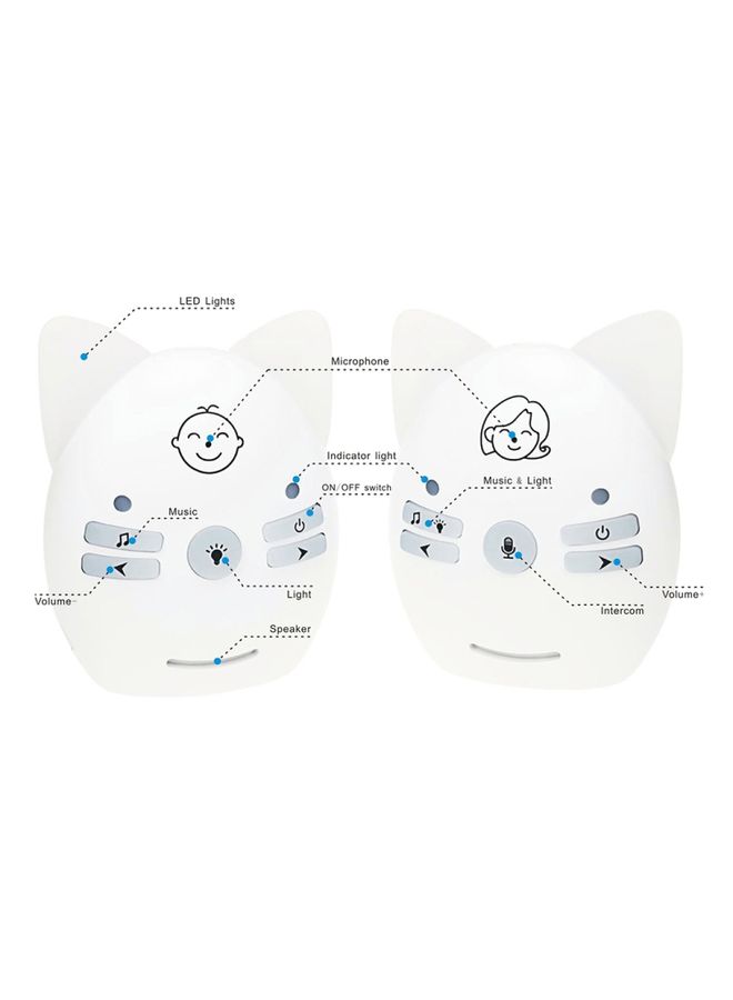 V30 Wireless Audio Baby Monitor Support Voice Monitoring + Intercom + Night Light without Battery, Plug Type:US Plug(White) - Image 3