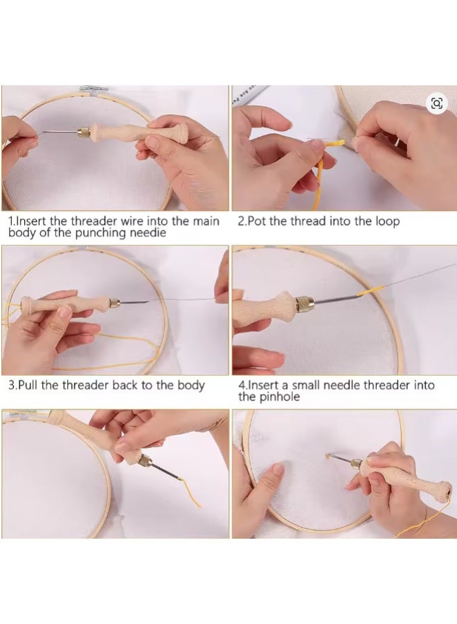 A durable wool knitting needle with a wooden handle - a set of craft needles for sewing, knitting, and embroidery. - Image 2