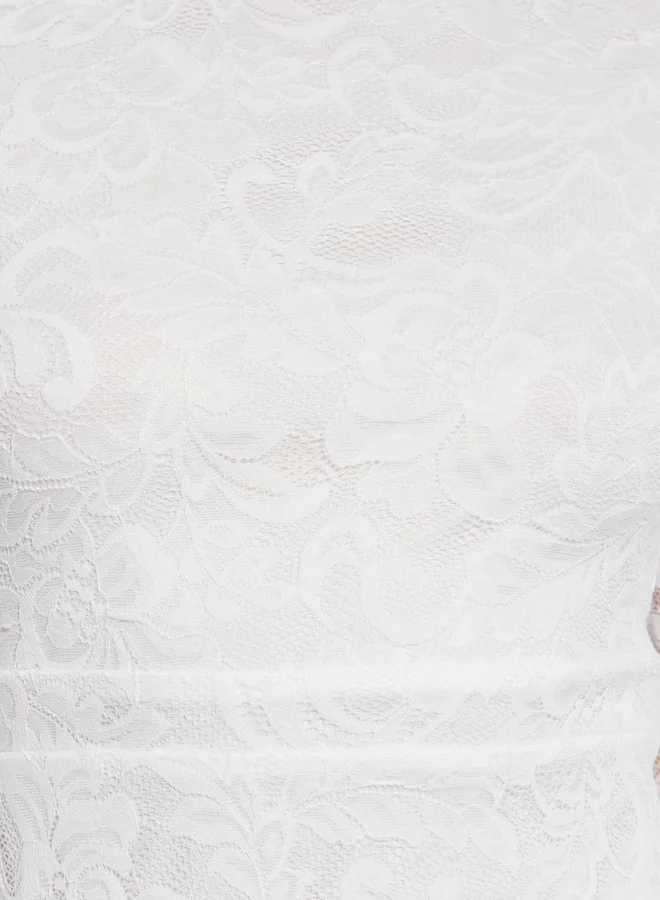 Styli white White Lace Mermaid Hem Maxi Dress for Women | Best Price UAE