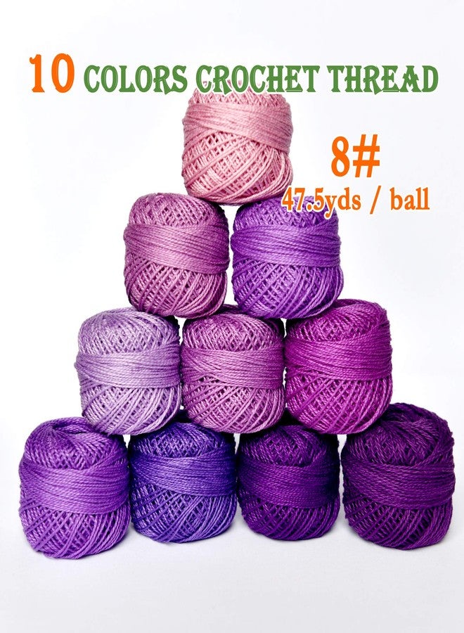 colored bird Crochet Thread 10 Balls Cardinal Size 8 for Crochet Hardanger Cross Stitch Needlepoint Hand Embroidery (Purple Series) - Image 2