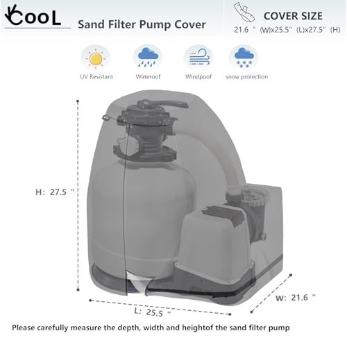 okcool Sand Filter Pump CoverWaterproof AntiUV Pool Pump Sand Filter Winter CoverFits Most Brands Sand Filter on MarketGrey - Image 3