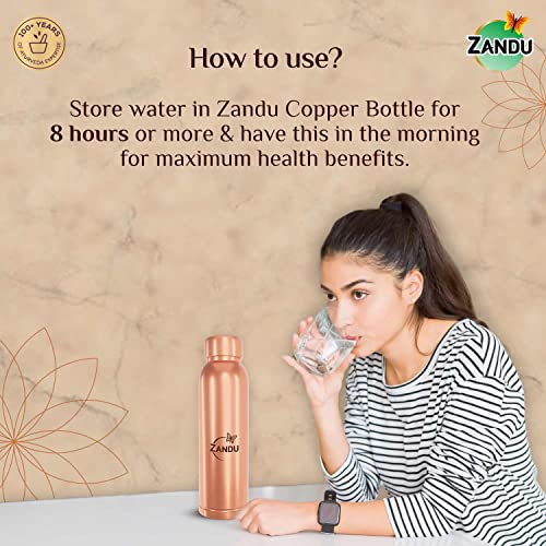 Zandu Copper Bottle (950ml): 100% Pure BPA-Free Water Bottle | Copper-Infused Water | Leak Proof | Office Use | Boosts Immunity | Supports Digestive & Liver Health | Ayurveda Inspired - Image 4