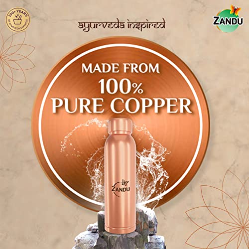 Zandu Copper Bottle (950ml): 100% Pure BPA-Free Water Bottle | Copper-Infused Water | Leak Proof | Office Use | Boosts Immunity | Supports Digestive & Liver Health | Ayurveda Inspired - Image 2