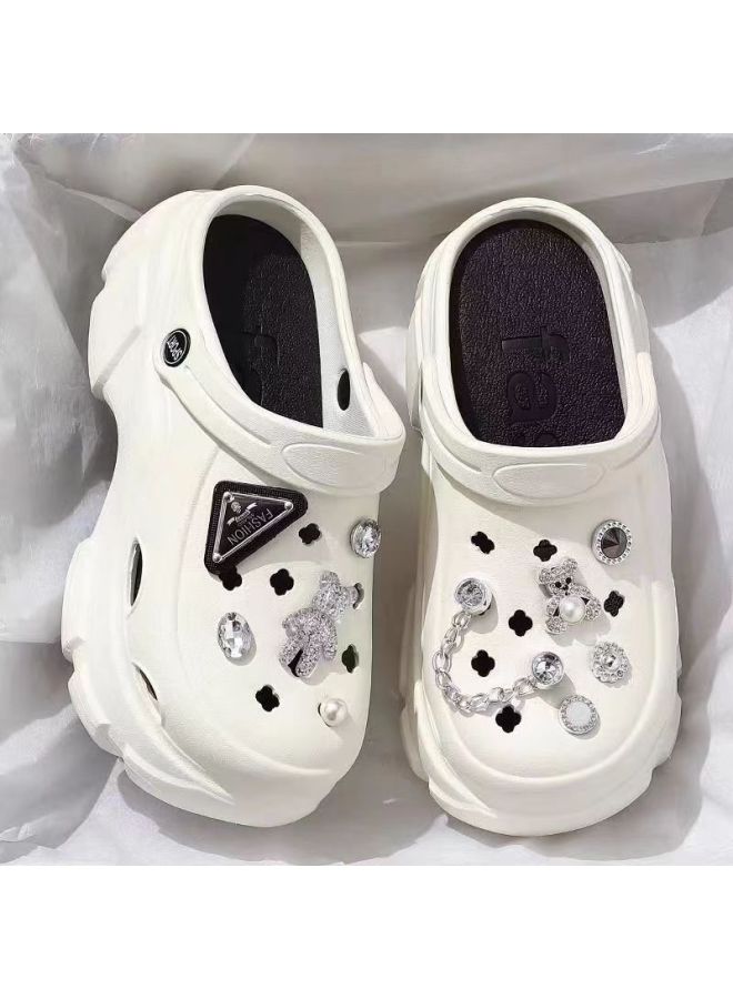 Slippers For Women, Summer Outer Wear, High-looking Thick-soled Clogs For Girls, Heightening Cartoon Diamond Bear Beach Toe Sandals