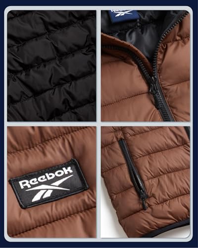 Reebok Boys Winter Coat - Lightweight Insulated Puffer Jacket - Wind & Water Resistant Quilted Hooded Winter Jacket for Boys, Size 10-12, Timber - Image 4