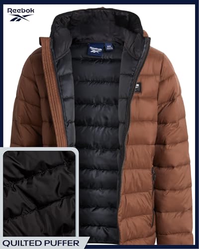 Reebok Boys Winter Coat - Lightweight Insulated Puffer Jacket - Wind & Water Resistant Quilted Hooded Winter Jacket for Boys, Size 10-12, Timber - Image 5