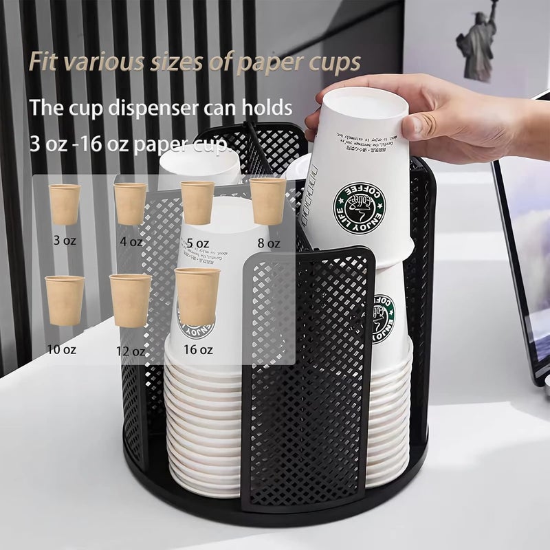 Heagoale Black Plastic Cup Storage Organizer - 4 Mesh Compartments, Rotatable Design, Countertop, Bedroom, Office, Bathroom, Kitchen - Image 3