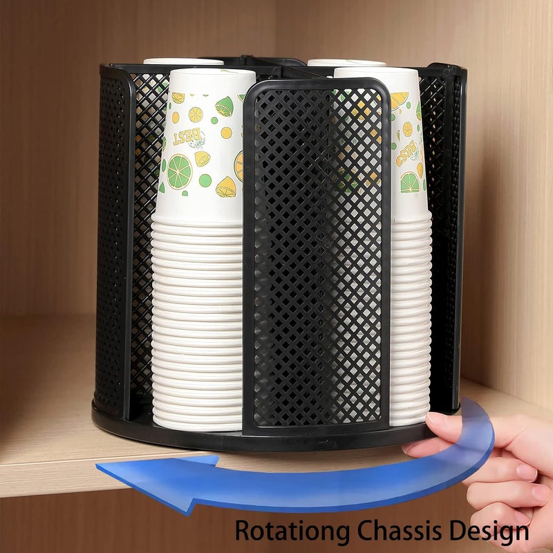 Heagoale Black Plastic Cup Storage Organizer - 4 Mesh Compartments, Rotatable Design, Countertop, Bedroom, Office, Bathroom, Kitchen - Image 2