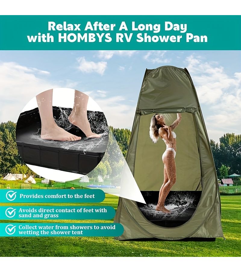 Foldable Shower Base Portable Shower Basin With Drain Black For Indoor And Outdoor Use - Image 3