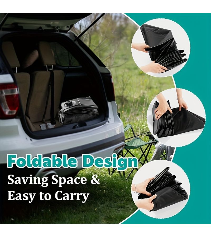 Foldable Shower Base Portable Shower Basin With Drain Black For Indoor And Outdoor Use - Image 2