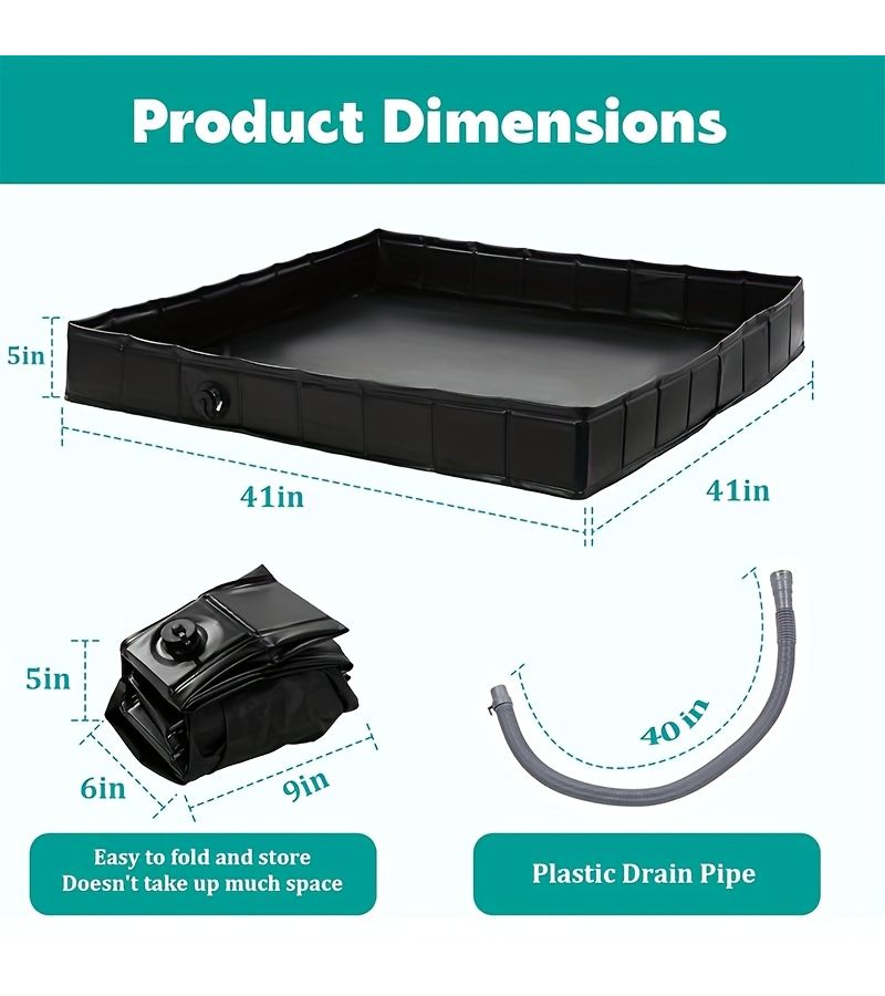 Foldable Shower Base Portable Shower Basin With Drain Black For Indoor And Outdoor Use - Image 5