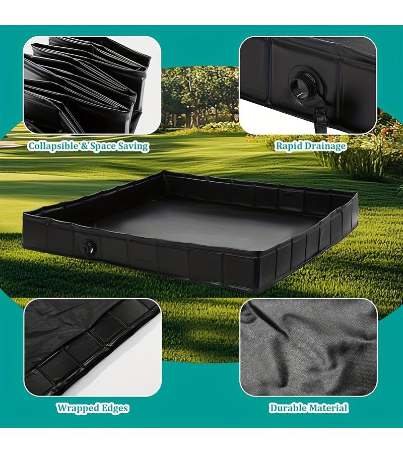 Foldable Shower Base Portable Shower Basin With Drain Black For Indoor And Outdoor Use - Image 4