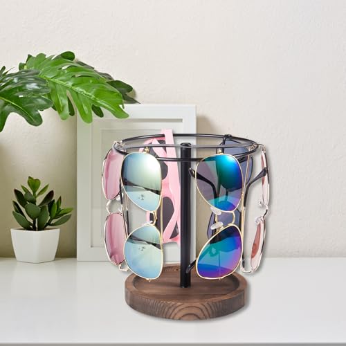 BDBDYEAY Sunglasses Organizer Wood Glasses Holder Stand, Metal Sunglass Storage Display Rack for 12Pairs Eyeglasses, Eyewear Organizer for Dresser Table Desk Countertop Bedroom - Image 2